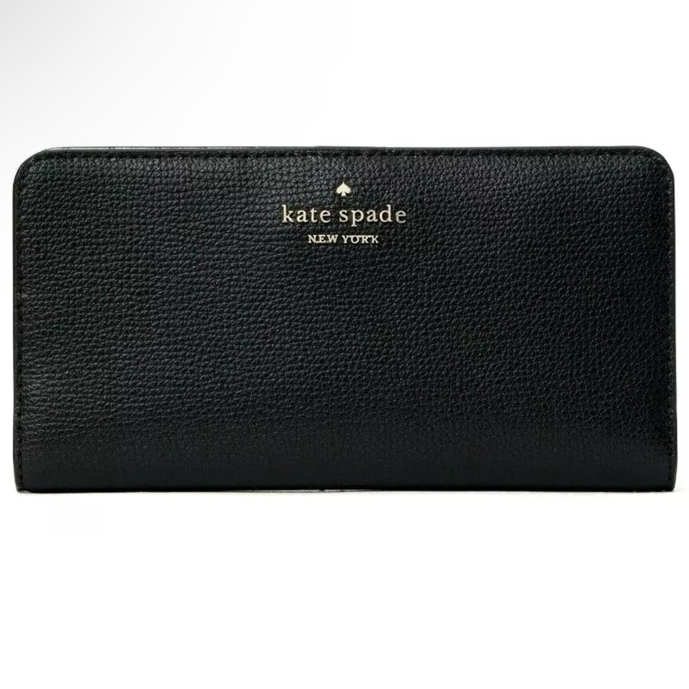 New Kate Spade Darcy Large Slim Bifold Wallet Grain Leather Black
